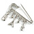 Medium Silver Tone Crystal Safety Pin Brooch with Musical Note, Eiffel Tower Charms/50mm - view 5
