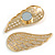 Bold Crystal Wing Scarves/ Shawls/ Ponchos Brooch Brooch with Magnetic Closure in Gold Tone - 70mm Across - view 4