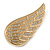 Bold Crystal Wing Scarves/ Shawls/ Ponchos Brooch Brooch with Magnetic Closure in Gold Tone - 70mm Across - view 2