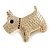 Crystal Dog Magnetic Scarves/ Shawls/ Ponchos Brooch In Gold Tone - 55mm Across - view 7