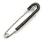 Classic Black Austrian Crystal Safety Pin Brooch In Silver Tone - 75mm Across - view 2