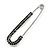 Classic Black Austrian Crystal Safety Pin Brooch In Silver Tone - 75mm Across - view 4