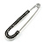 Classic Black Austrian Crystal Safety Pin Brooch In Silver Tone - 75mm Across - view 9