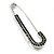 Classic Black Austrian Crystal Safety Pin Brooch In Silver Tone - 75mm Across - view 6