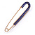Classic Sapphire Blue Austrian Crystal Safety Pin Brooch In Gold Tone - 75mm Across - view 5