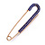 Classic Sapphire Blue Austrian Crystal Safety Pin Brooch In Gold Tone - 75mm Across - view 11