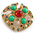 Vintage Inspired Multicoloured Glass and Crystal Bead Cross Brooch in Gold Tone - 47mm Across - view 5