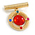 Vintage Inspired Multicoloured Glass Bead Medal Shape Brooch In Gold Tone - 45mm Drop - view 4