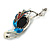 Oversized Multicoloured Enamel Crystal Heron Bird Brooch/ Pendant in Aged Silver Tone - 90mm Tall - view 8