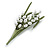 Stunning Lily-of-the-valley Enamel Floral Large Brooch in Silver Tone - 75mm Long - view 2