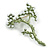 Green Enamel with White Faux Pearl Bead Floral Brooch - 50mm Tall - view 2