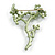 Green Enamel with White Faux Pearl Bead Floral Brooch - 50mm Tall - view 5