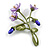 Viola Flower Floral Brooch in Green Enamel - 65mm Tall - view 3