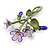 Viola Flower Floral Brooch in Green Enamel - 65mm Tall - view 5