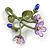 Viola Flower Floral Brooch in Green Enamel - 65mm Tall - view 7