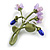 Viola Flower Floral Brooch in Green Enamel - 65mm Tall - view 6