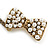 Vintage Inspired Bow and Crystal Bead Chain Brooch In Aged Gold Tone Finish - view 2