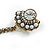 Vintage Inspired Bow and Crystal Bead Chain Brooch In Aged Gold Tone Finish - view 4