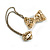 Vintage Inspired Bow and Crystal Bead Chain Brooch In Aged Gold Tone Finish - view 5