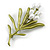 Charming Lily-of-the-valley Olive Green Enamel Floral Brooch - 65mm Long - view 3