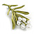 Charming Lily-of-the-valley Olive Green Enamel Floral Brooch - 65mm Long - view 6