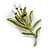 Charming Lily-of-the-valley Olive Green Enamel Floral Brooch - 65mm Long - view 5