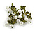Exquisite Pearl Bead Floral Brooch in Green/ White - 45mm Across - view 2