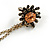 Vintage Inspired Bee and Flower Chain Brooch In Aged Gold Tone Finish - view 5