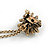 Vintage Inspired Bee and Flower Chain Brooch In Aged Gold Tone Finish - view 6