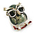 Small Funky Enamel Owl in The Glasses in Gold Tone - 30mm Tall - view 4