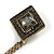 Vintage Inspired Geometric Grey Crystal Bead Chain Brooch In Aged Gold Tone Finish - view 4