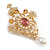 Statement Faux Pearl Beaded Royal Crown Brooch in Gold Tone Metal - 70mm Tall - view 4