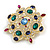Vintage Inspired Multicoloured Crystal Square Brooch In Gold Tone - 55mm Across - view 2