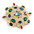Vintage Inspired Multicoloured Crystal Square Brooch In Gold Tone - 55mm Across - view 4