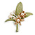 Charming Pearl Flower Floral Enamel Brooch in Gold Tone - 43mm Tall - view 2