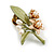 Charming Pearl Flower Floral Enamel Brooch in Gold Tone - 43mm Tall - view 4
