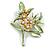 Stunning Enamel Faux Pearl Floral Brooch/ Pendant in Green/ Yellow/ White - 70mm Tall - view 2