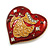 Romantic Red/ Yellow Enamel Crystals Heart with Angel Brooch in Gold Tone Metal - 45mm Wide - view 4