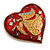 Romantic Red/ Yellow Enamel Crystals Heart with Angel Brooch in Gold Tone Metal - 45mm Wide - view 2