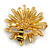 Crystal Bee and Flower Brooch In Gold Tone - 40mm Diameter - view 4