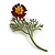 Charming Poppy Flower Floral Brooch in Green/ Red/ Yellow - 70mm Tall - view 5