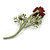 Charming Poppy Flower Floral Brooch in Green/ Red/ Yellow - 70mm Tall - view 4