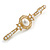 Vintage Inspired Faux Pearl Bead Medal Style Brooch in Light Gold Tone - 45mm Across - view 2