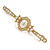 Vintage Inspired Faux Pearl Bead Medal Style Brooch in Light Gold Tone - 45mm Across - view 4