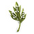 Olive Green Enamel Faux Pearl Leaf Brooch - 50mm Tall - view 4