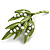 Olive Green Enamel Faux Pearl Leaf Brooch - 50mm Tall - view 5