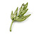 Olive Green Enamel Faux Pearl Leaf Brooch - 50mm Tall - view 6
