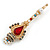 Multicoloured Crystal Pearl Royal Scepter Brooch in Matte Gold Tone Finish - 65mm Long - view 5