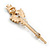 Multicoloured Crystal Pearl Royal Scepter Brooch in Matte Gold Tone Finish - 65mm Long - view 6