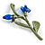 Charming Cornflower Floral Brooch in Green/ Blue - 60mm Tall - view 5